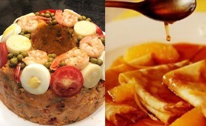 Cuscuz Paulista de Camarão ou Frango & Crêpes Suzette